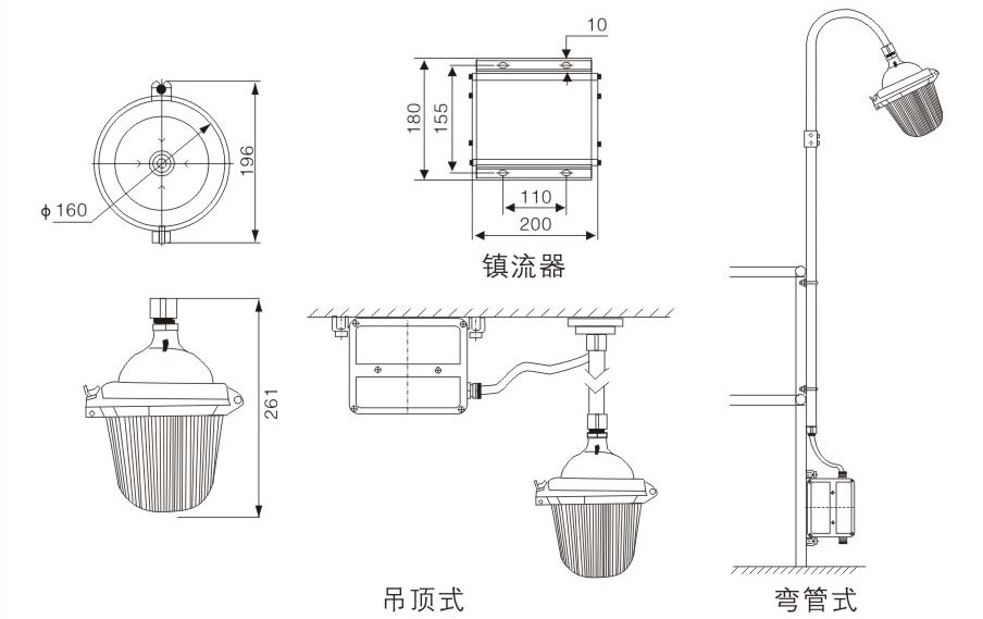 防眩泛光灯尺寸图