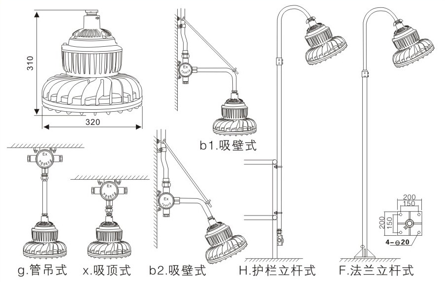 LED免维护防爆灯尺寸图