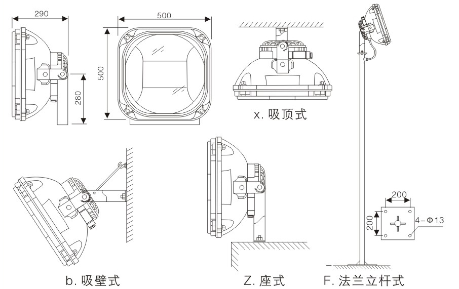 节能防爆泛光灯尺寸图