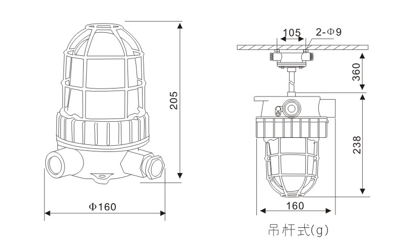 防爆声光报警器尺寸图